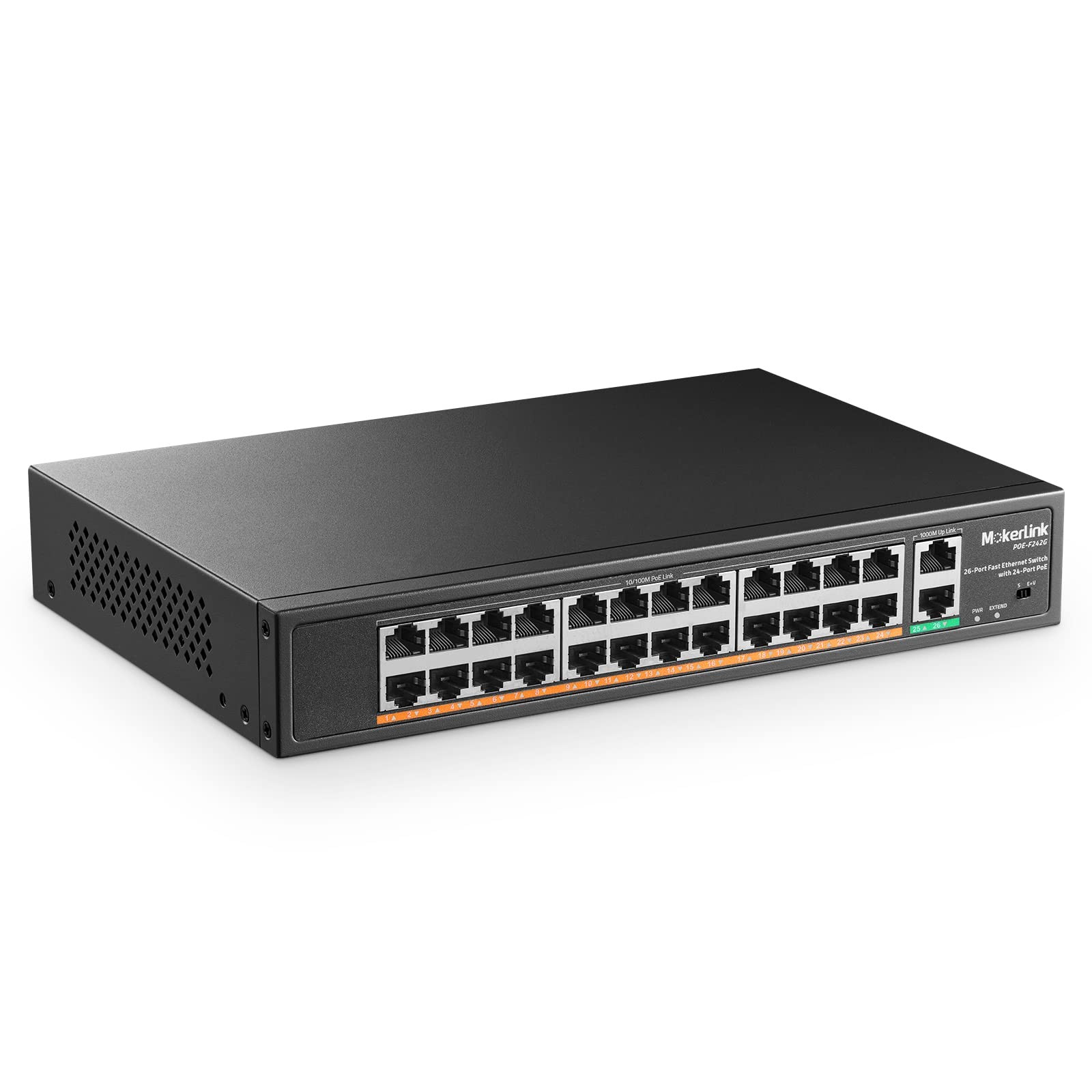 MokerLink 24 Port PoE Switch with 2 Gigabit Uplink Ethernet Port, 24PoE+2G