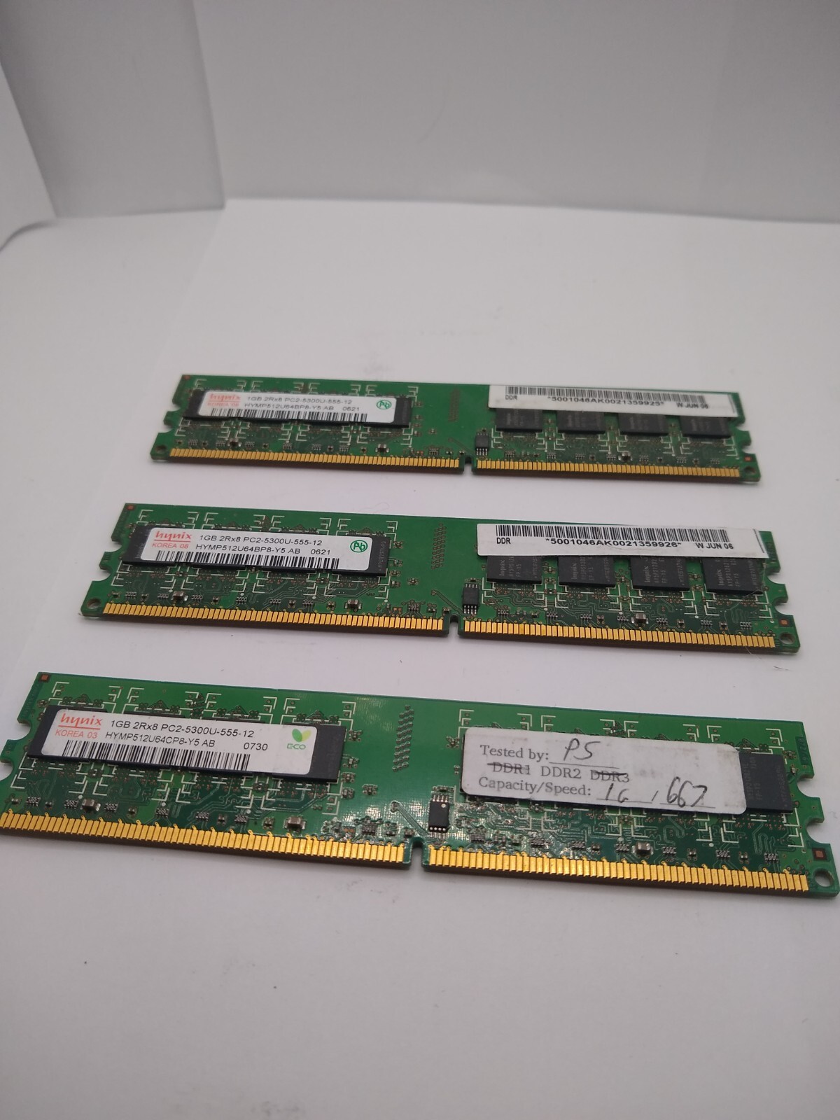 HYNIX 1GB Lot 3 x 1GB 2Rx8 PC2-5300U-555-12 memory card