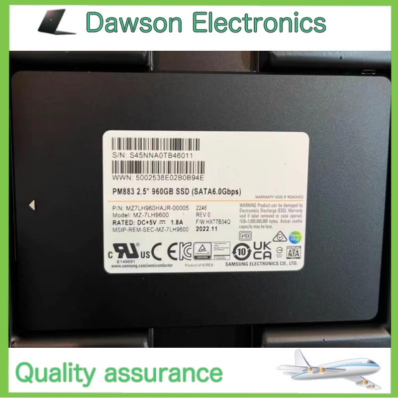Used Samsung SSD PM883 960GB SATA III 6Gbps MZ7LH960HAHQ-00005 MZ-7LH9600