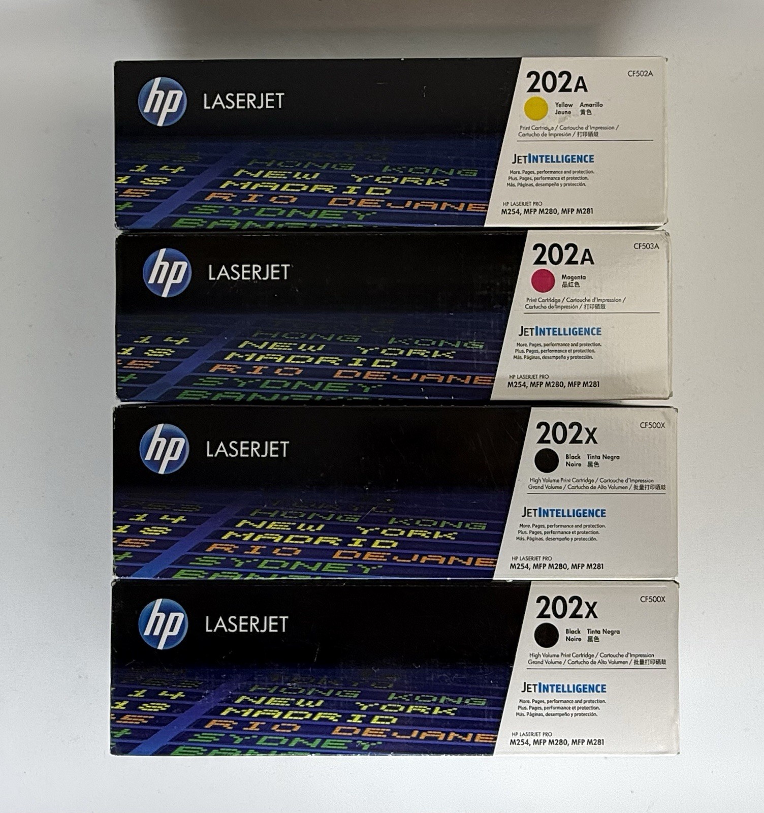 2 HP 202X Black CF500X + HP 202A Magenta And Yellow Genuine Toner Lot of 4