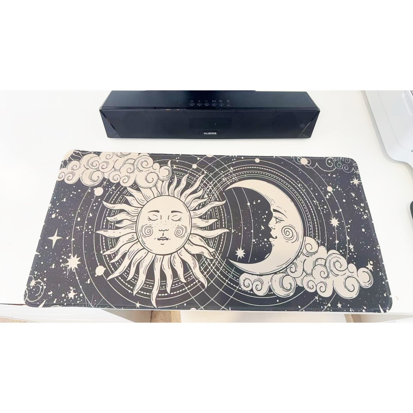 Mystical Celestial Sun Moon Gaming Mouse Pad 23.6" X 11.5" Anti-Slip Desk Decor