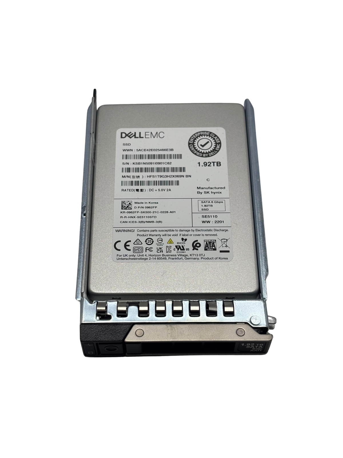 Dell 962FP 1.92TB SATA 6G 2.5 RI SSD Drive SE5110 100% Life"
