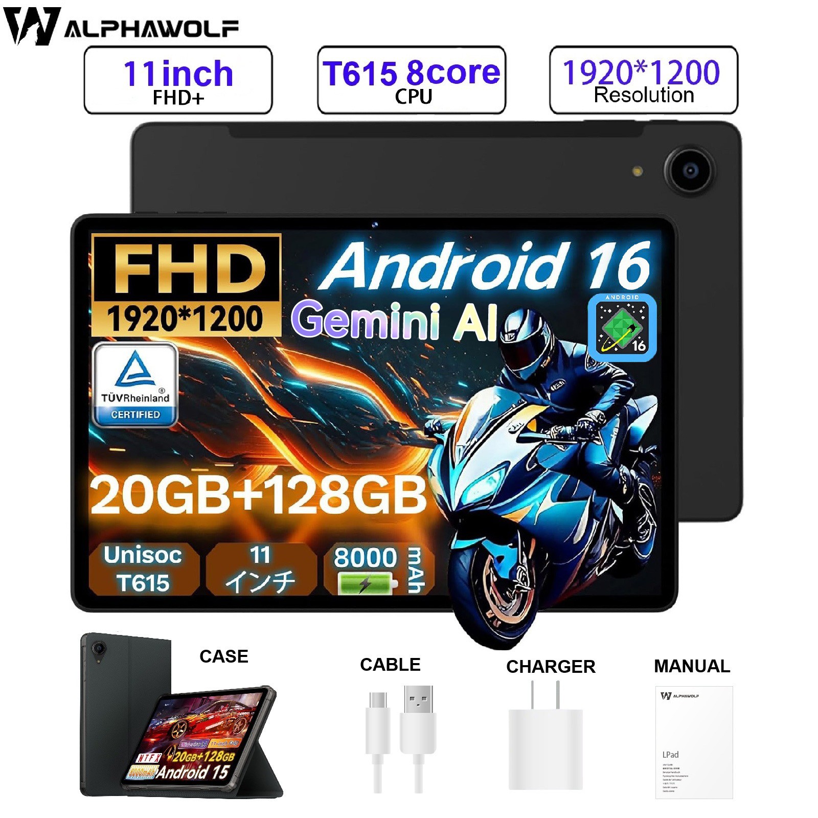 11 in Android 16 Wi-Fi tablet 20GB RAM 128GB FHD tablets 8000mAh GPS GMS Netflix