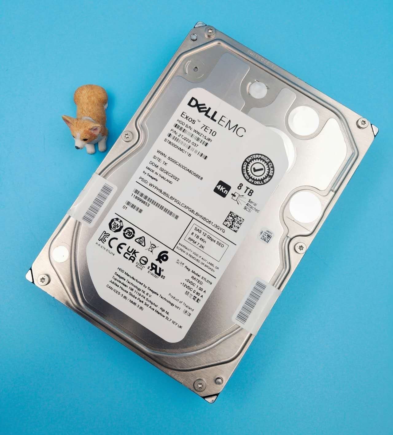 Dell EMC Exos 7E10 8TB 7.2K 12G SAS 3.5" 4Kn SED HDD ST8000NM011B Low Hours
