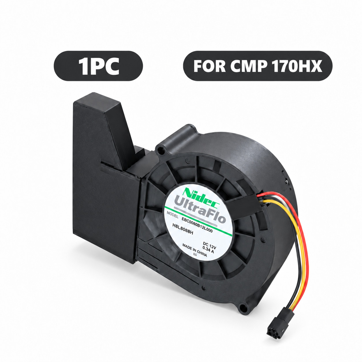Fitted Cooling Fan + Shroud for NVIDIA CMP 170HX GPU AI Workstation – 1PC / 2PCS