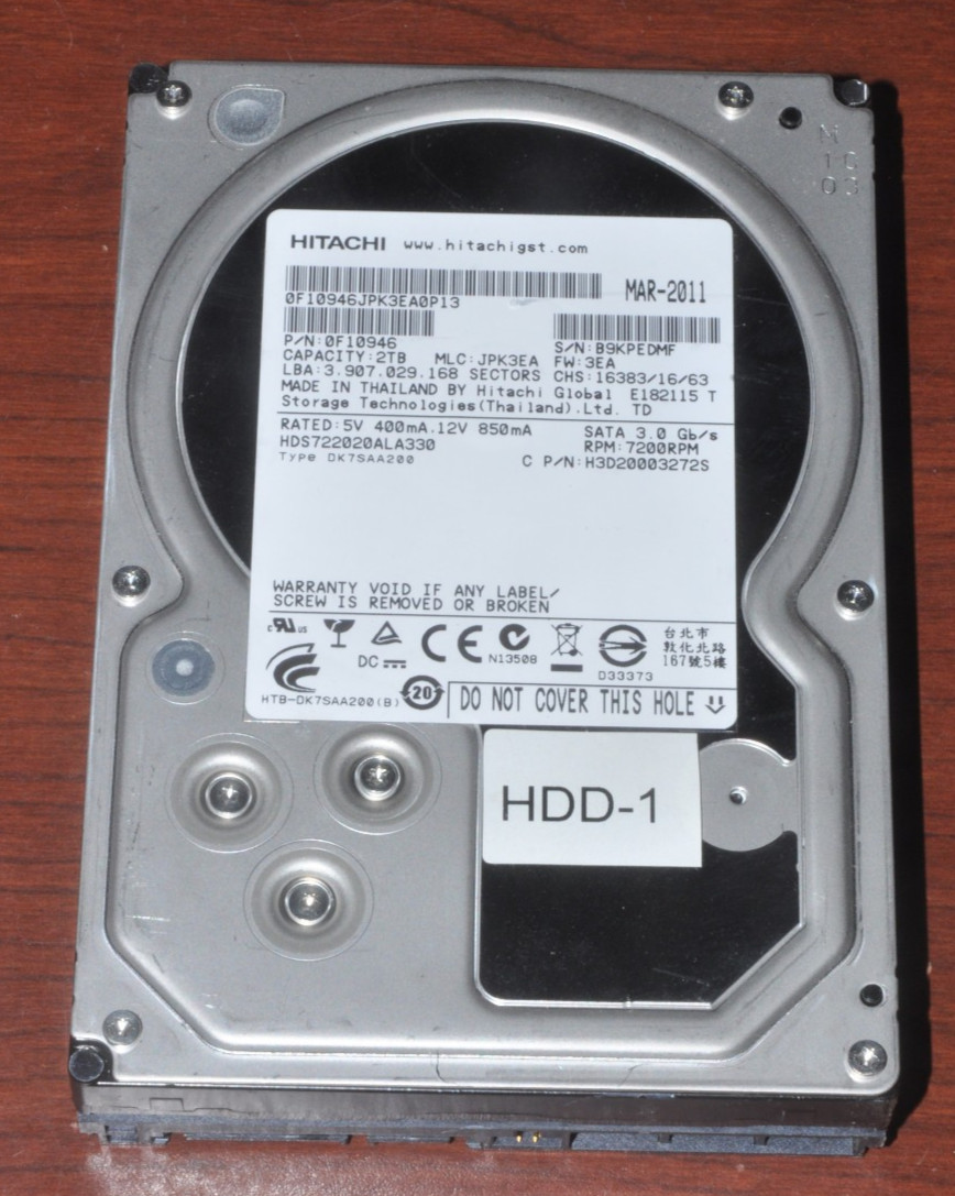 Hitachi 0F10946 HDS722020ALA330 2TB SATA 3.5in 7200RPM Internal HDD DK7SAA200