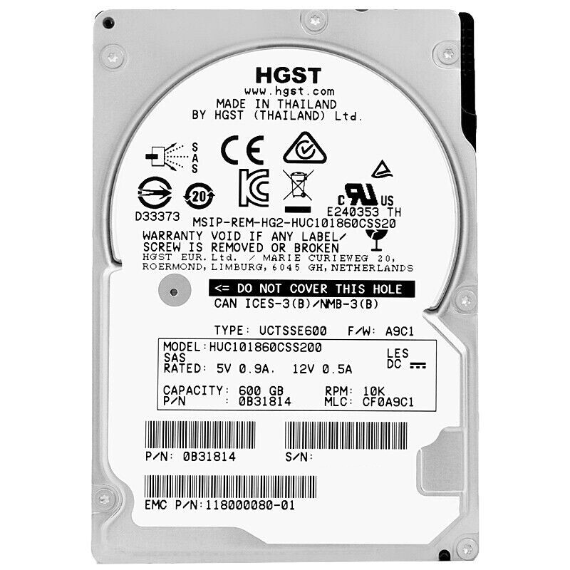 Hard Drive HGST HUC101860CSS200 600GB Sas III 10 000Rpm 128Mb Cache 2.5" Inch
