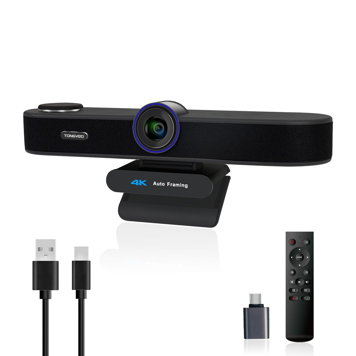 TONGVEO 3-in-1 4K Webcam with Microphones and Speaker, AI Auto-Tracking 5X...