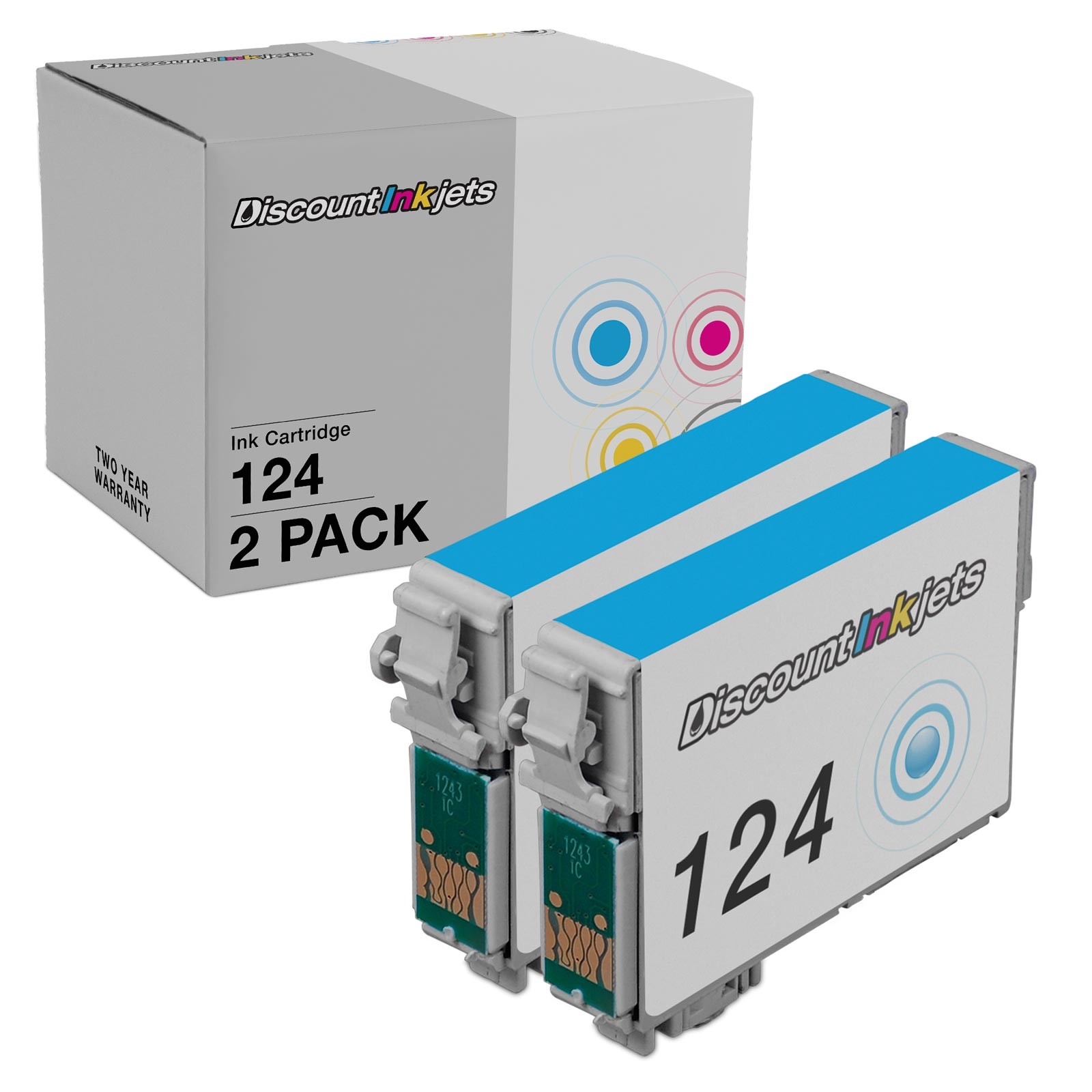 2pk CYAN T124220 T1242  ink cartridge for 124 Epson Stylus NX420 NX125 NX430