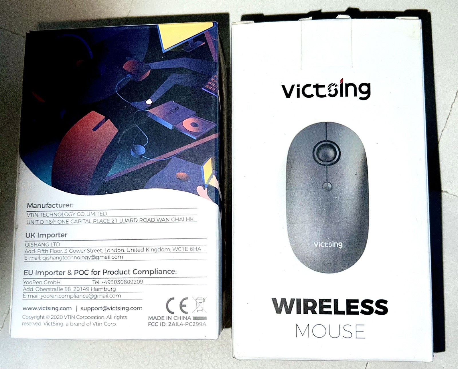 Victsing 2.4G Silent Slim Wireless Mouse Cordless Quiet Mice USB Receiver for PC