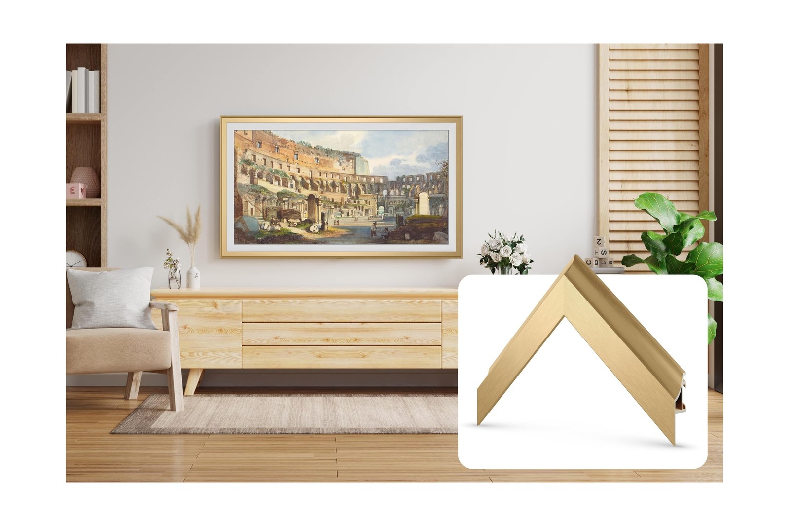 Frame My TV Deco TV Frames Alloy Scoop - Pale Gold Bezel Compatible ONLY with...