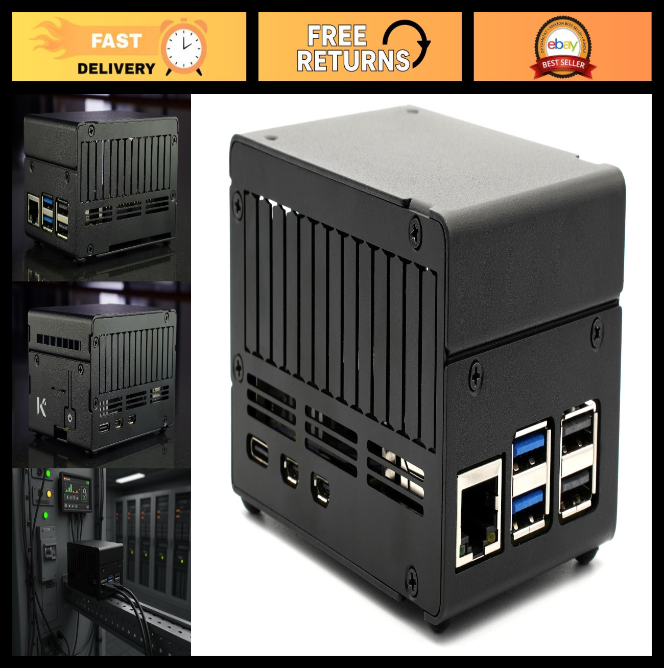 Raspberry Pi 5 Case with Space for HATs, Add-on Boards, Cooler & NVMe Support