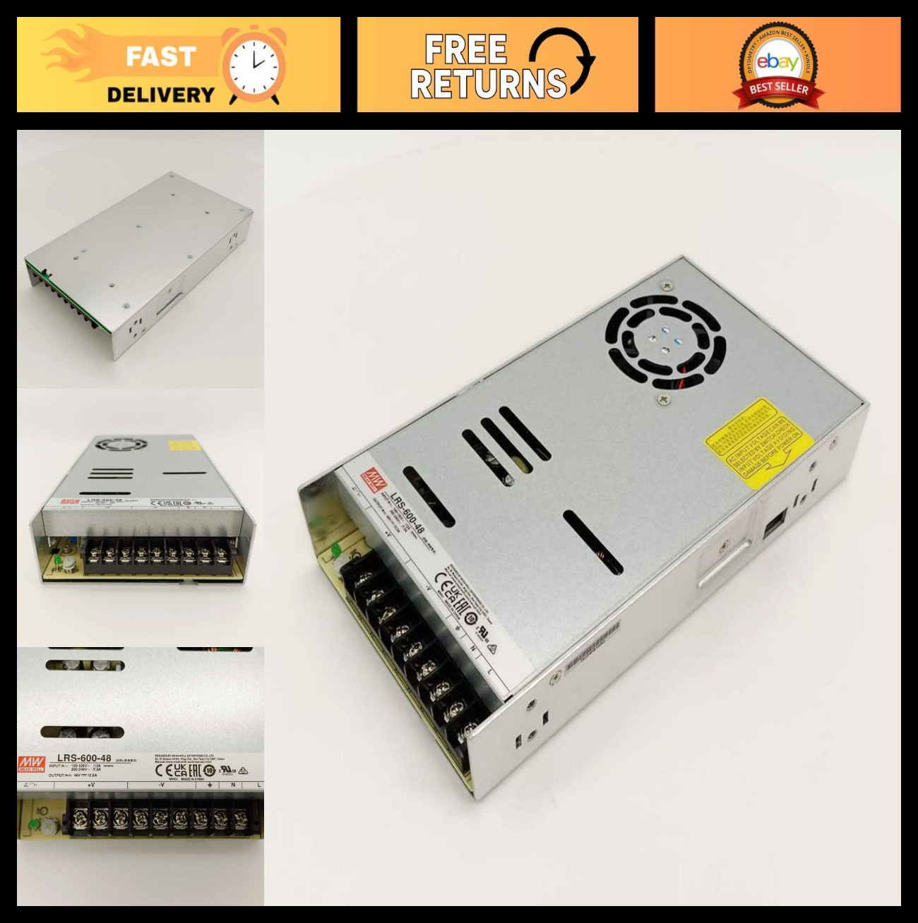 600W 48V 12.5A Switching Power Supply - Reliable AC to DC Converter, Industrial