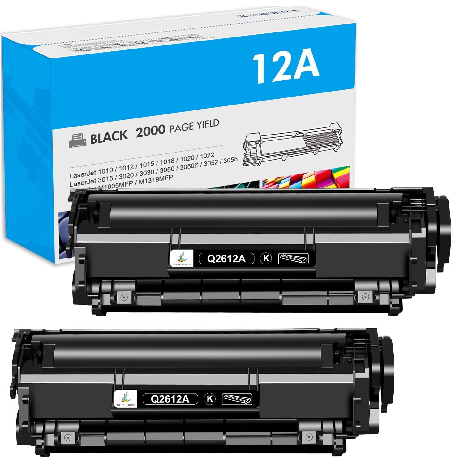 2 PACK Q2612A Toner Cartridge For HP 12A LaserJet 1012 1010 1018 1020 3030 3020