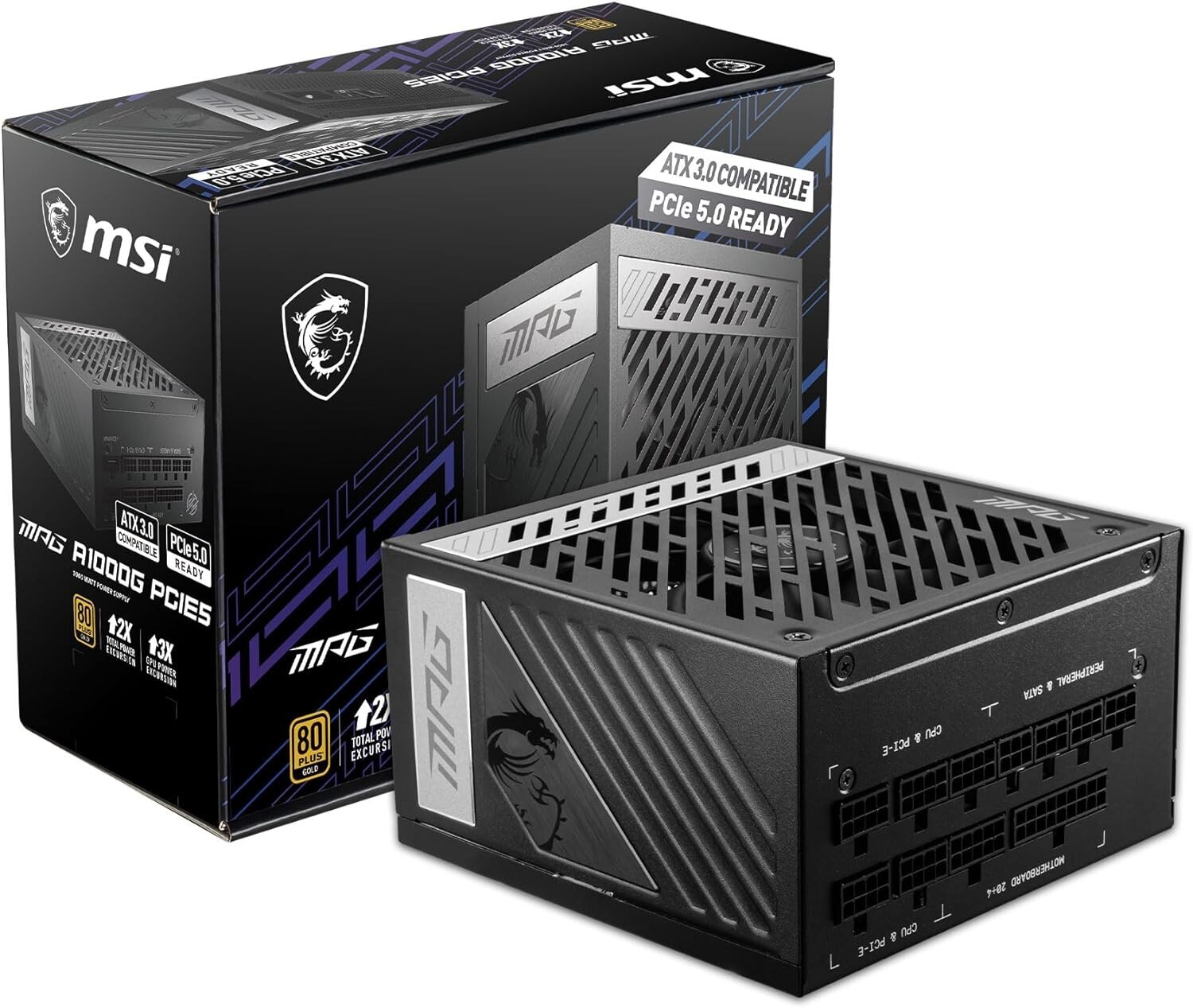 (Factory Refurbished) MSI MPG A1000G PCIE 5 80 GOLD Full Modular Power Supply