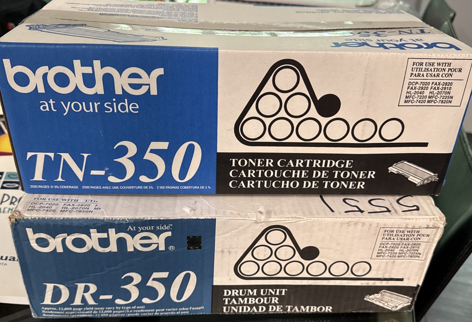 Brother TN-350 Black Toner & DR-350 Drum Unit Combo Pack Genuine OEM New Box
