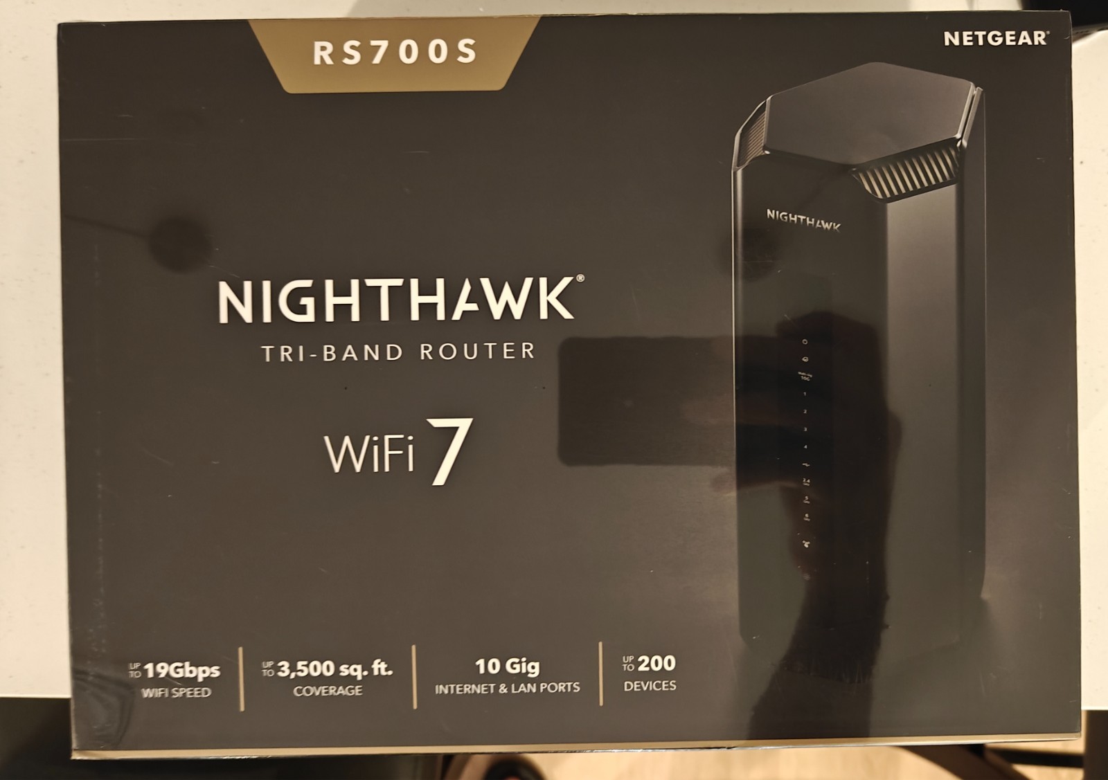 NETGEAR Nighthawk WiFi 7 Router RS700S 19Gbps Tri Band Up to 3500 Sq Ft Black
