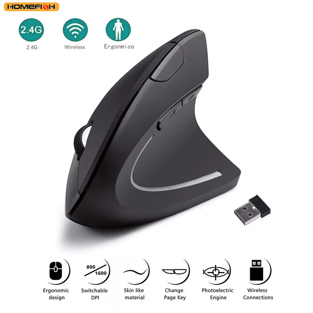Vertical Mouse Ergonomic 2.4GHz Wireless Optical Mice 3 Adjustable DPI 800/1200/