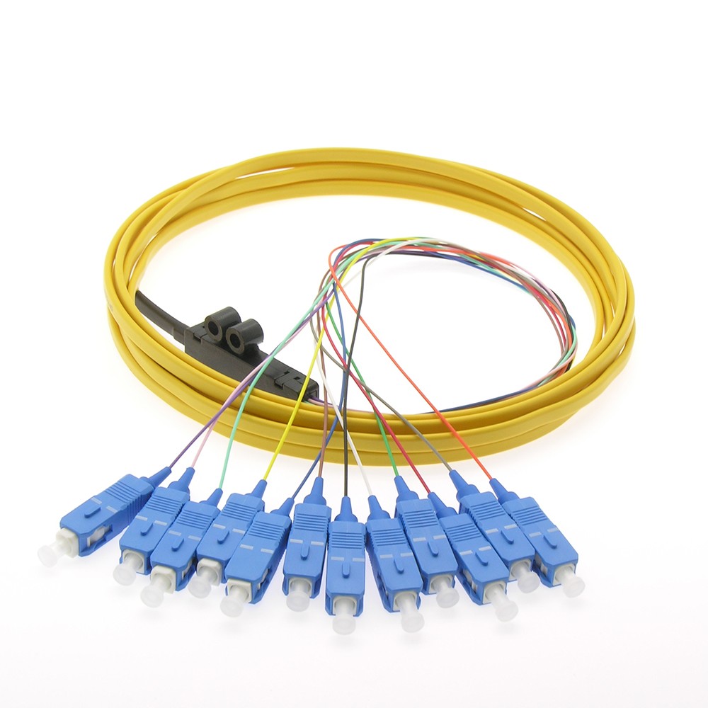 10 Pack of 3m 12-Fiber SC/UPC Singlemode Flat Ribbon Pigtail Yellow