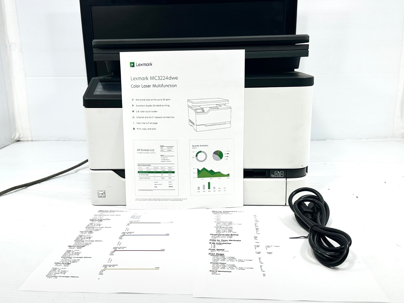 Lexmark MC3224dwe Color Laser All-In-One Printer, Pg: 1438 Only, Tested Video
