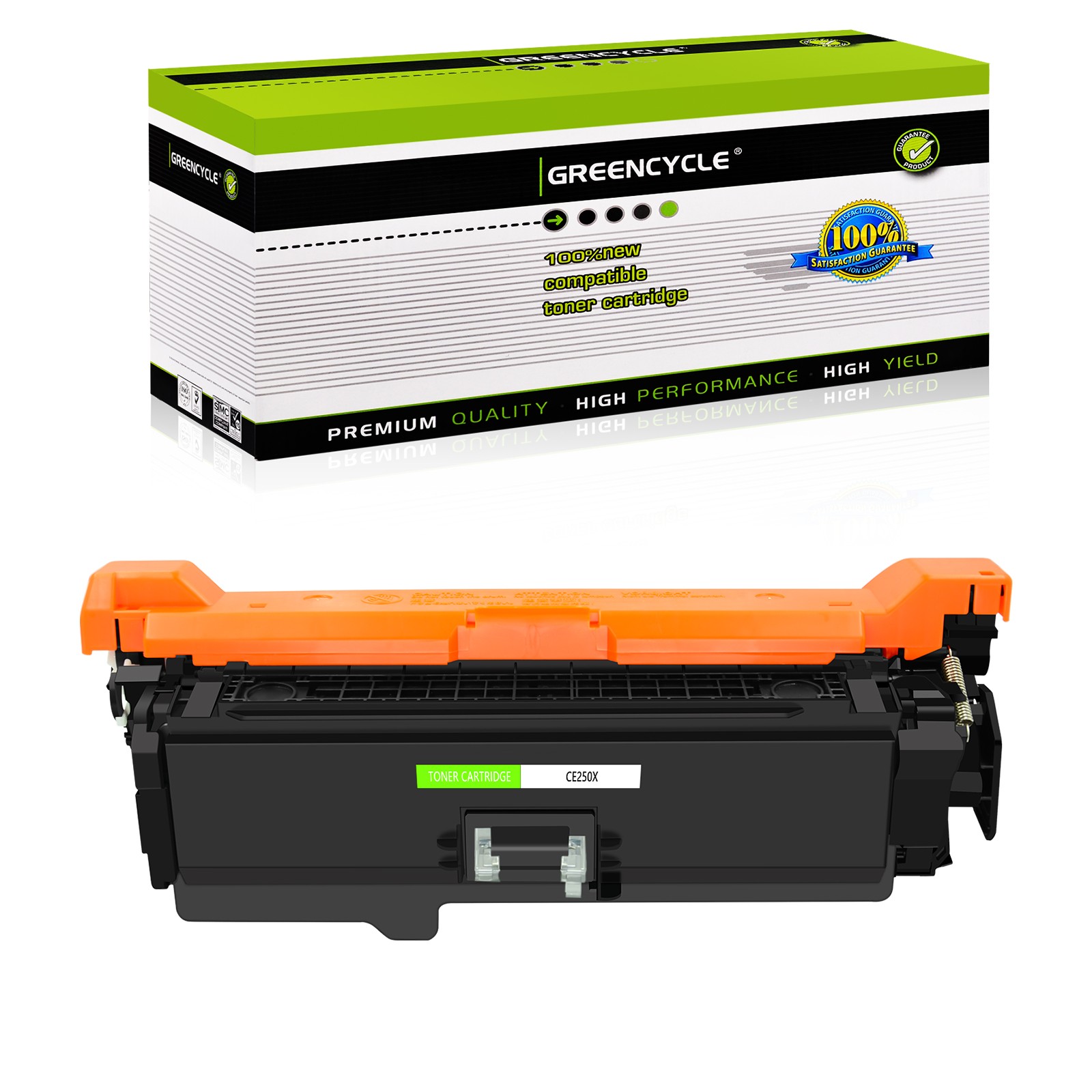 GREENCYCLE CE250X High Yield Toner Cartridge For HP ColorLaserJet CP3525x CP3530