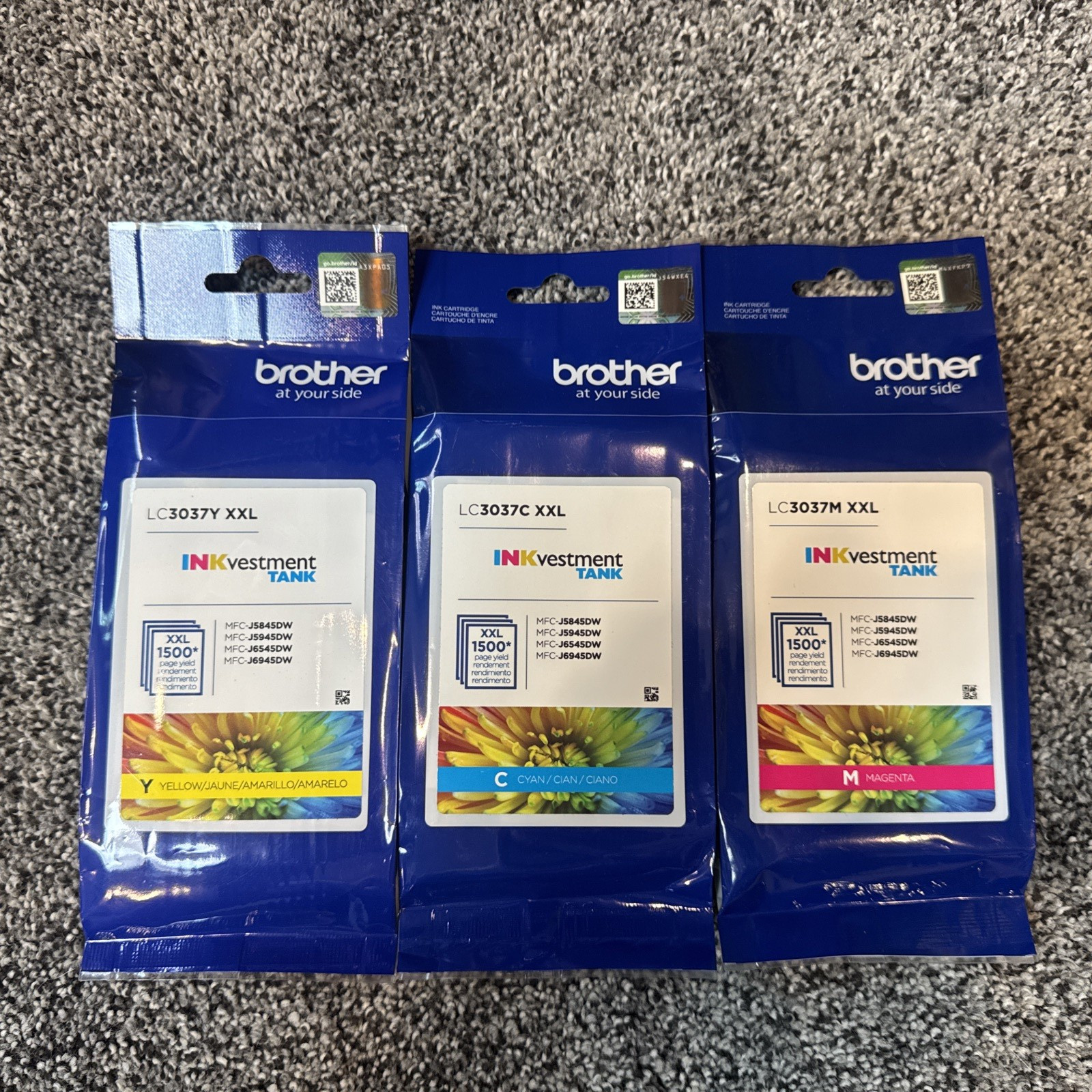 Genuine Brother LC3037 XXL Ink 3-Pack Cyan Magenta Yellow BRAND NEW Sealed OEM