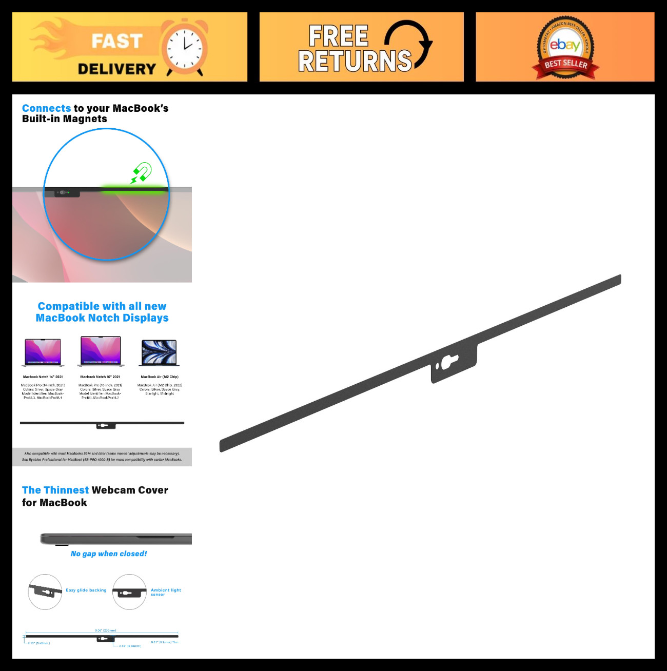 Magnetic Webcam Cover Slide - Ultra-Thin Privacy Blocker for Laptops & PCs