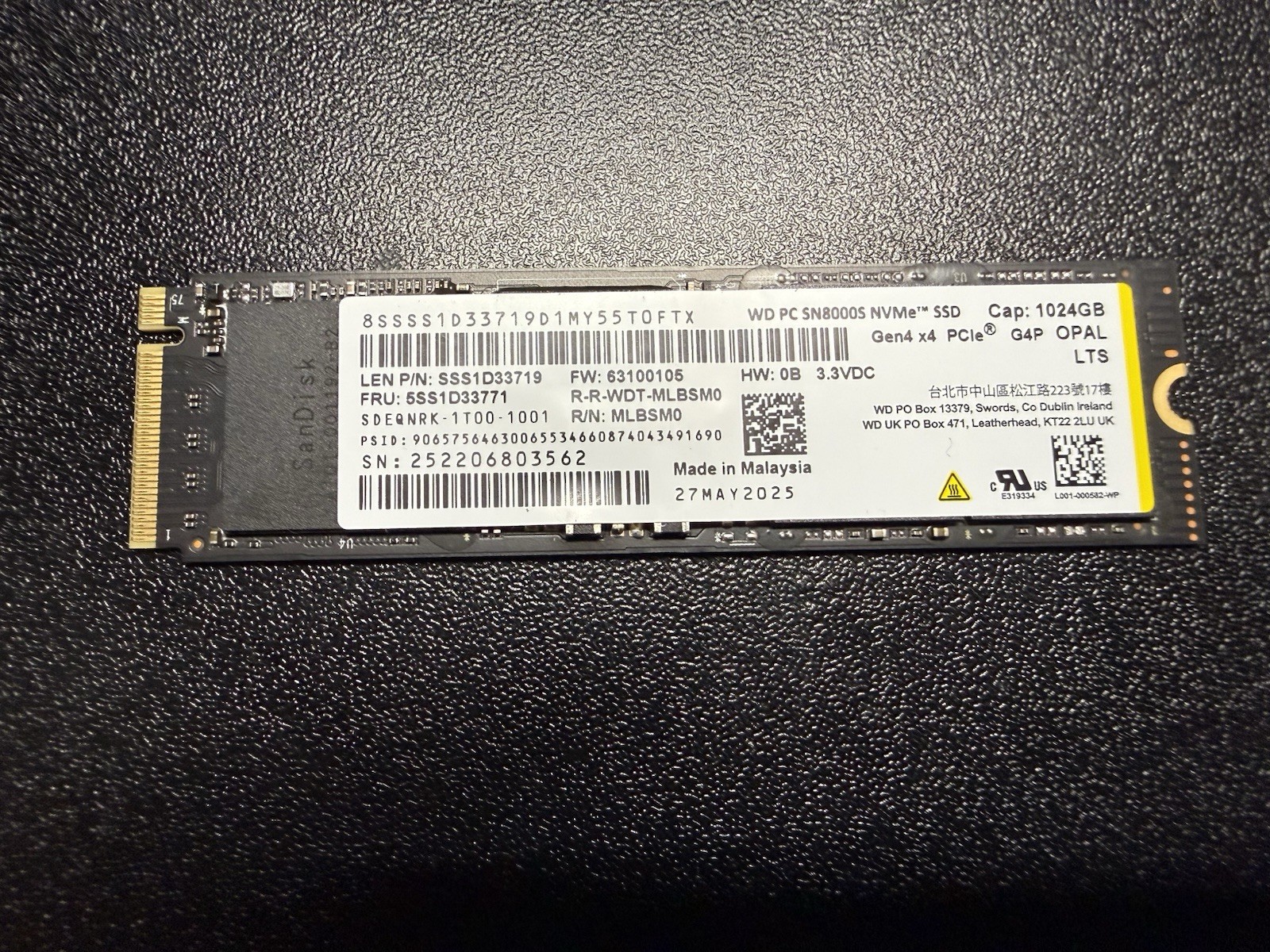 Western Digital PC SN8000S 1TB M.2 PCIe Gen4x4 SSD