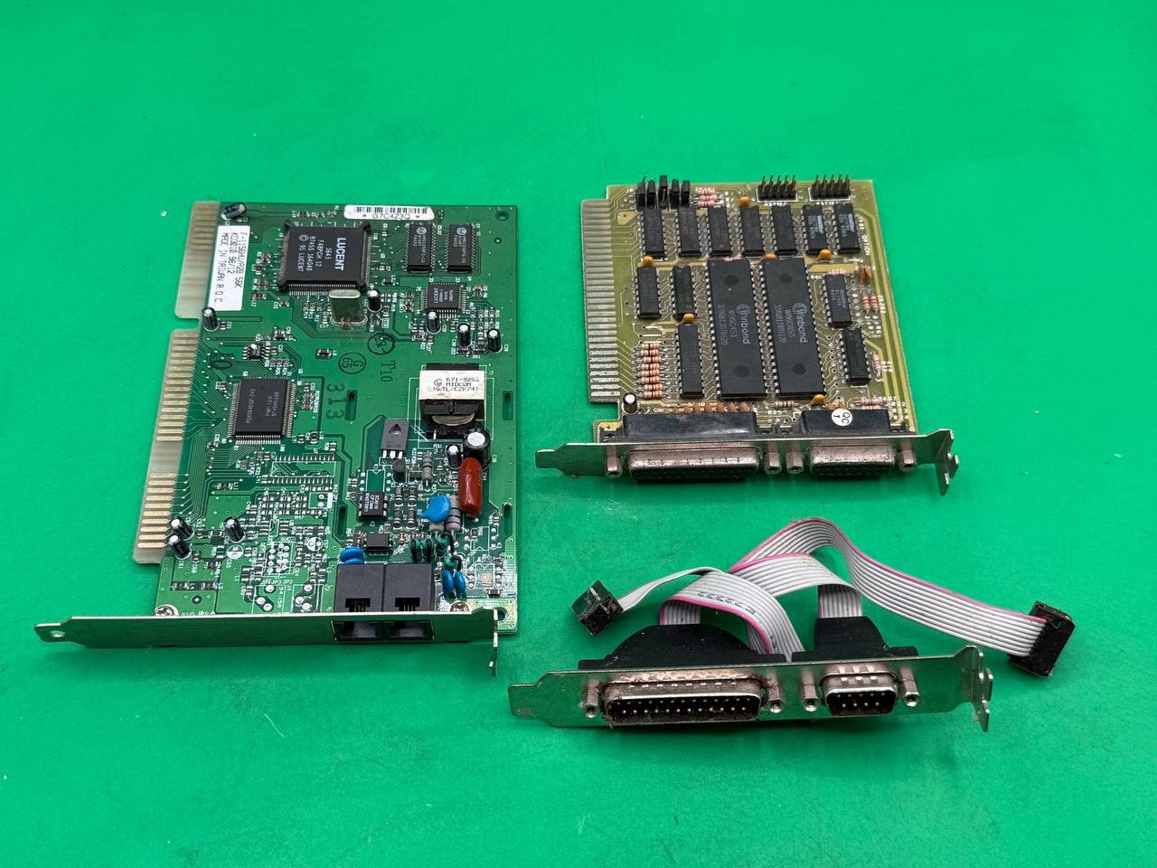Lot of 2 ISA Cards Lucent 56K Modem & Serial Parallel I/O Controller RE