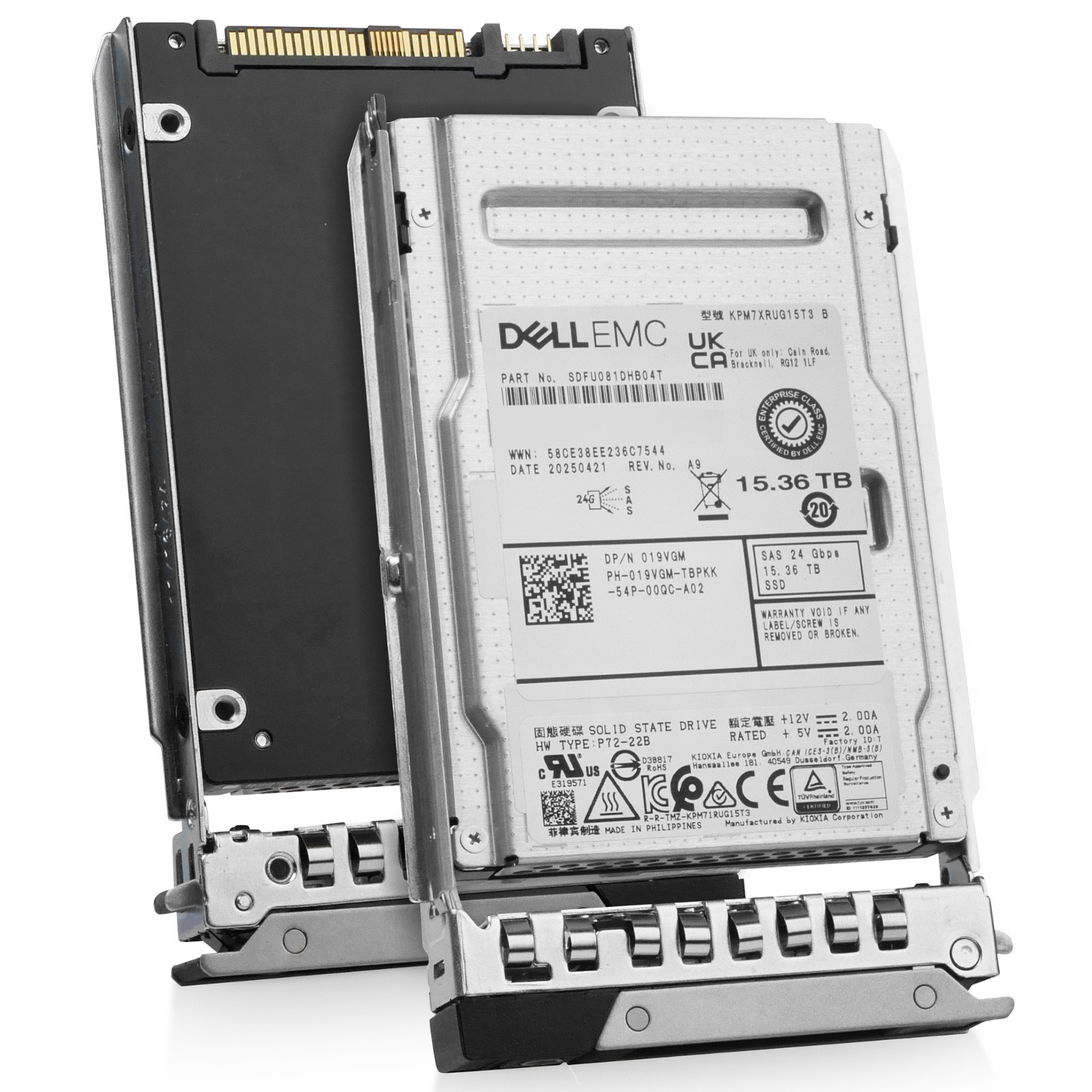 Dell 15.36TB SAS-4 24Gb/s 3D TLC 2.5" 1 DWPD Read Intensive SSD - 400-AVNH G16