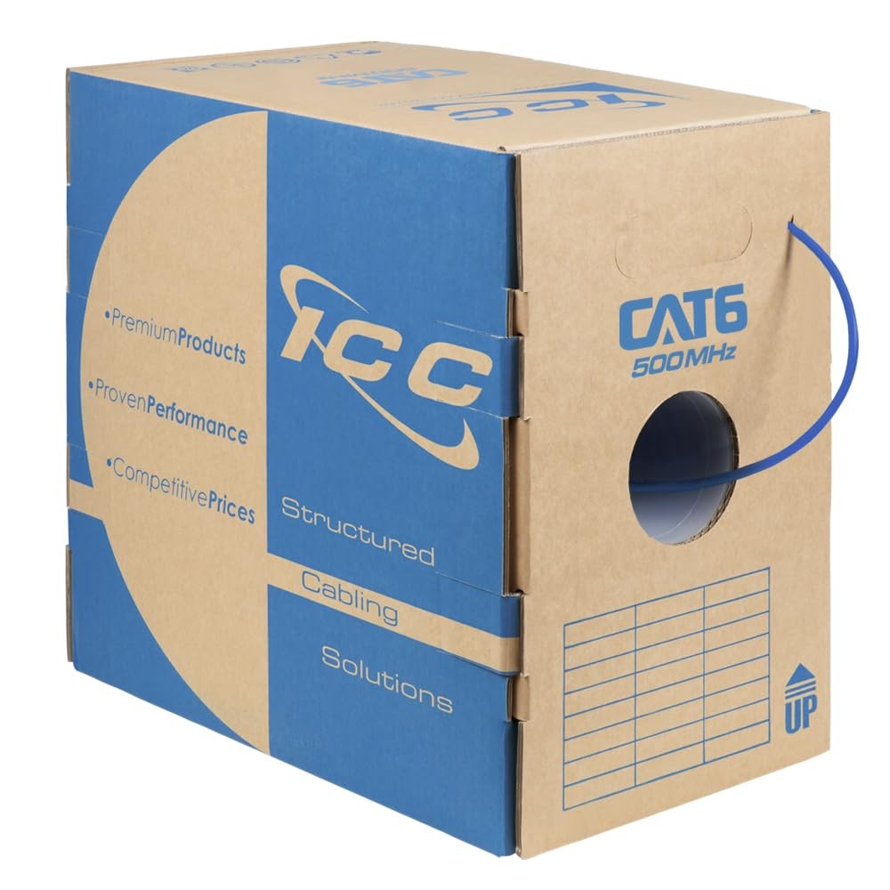 ICC ICCABR6VBL 1000ft Cat 6 UTP Solid Cable 23G Blue