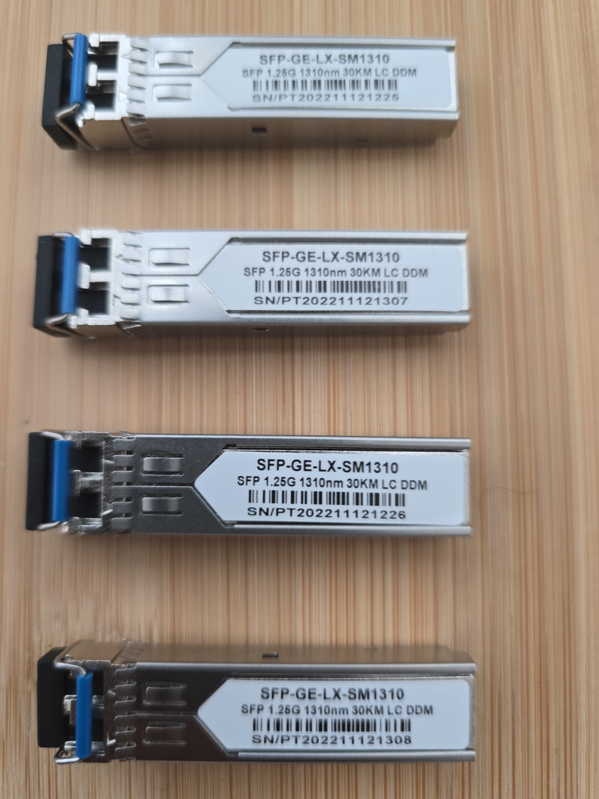 4 pack Unbranded 1000BASE-LX SFP 1.25G 1310nm SMF Duplex LC DDM Transceiver