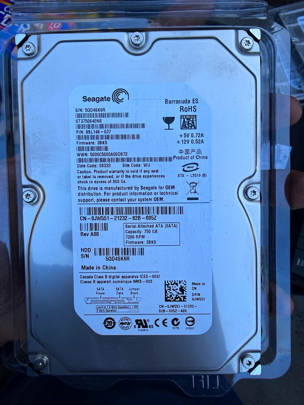 Seagate Barracuda ES 750GB 7200RPM 16MB 3.5" SATA Internal HDD