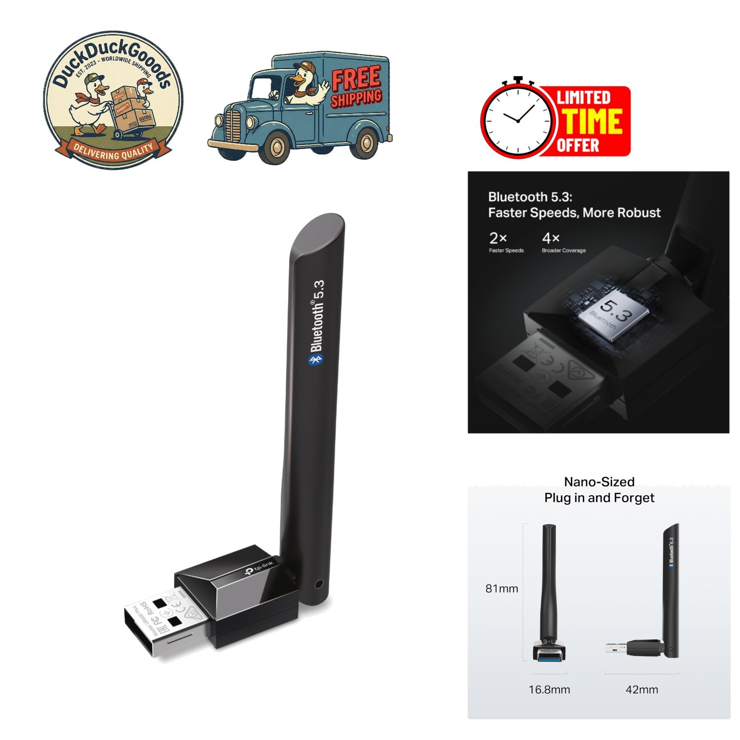 USB Bluetooth 5.3 Adapter - Transform Your PC with Long Range Connectivity