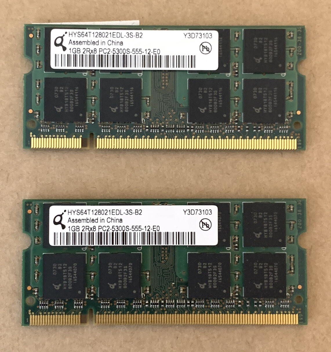 Qimonda 2GB (2x1GB) PC2-5300 DDR2-667 Laptop RAM Memory (HYS64T128021EDL-3S-B2)