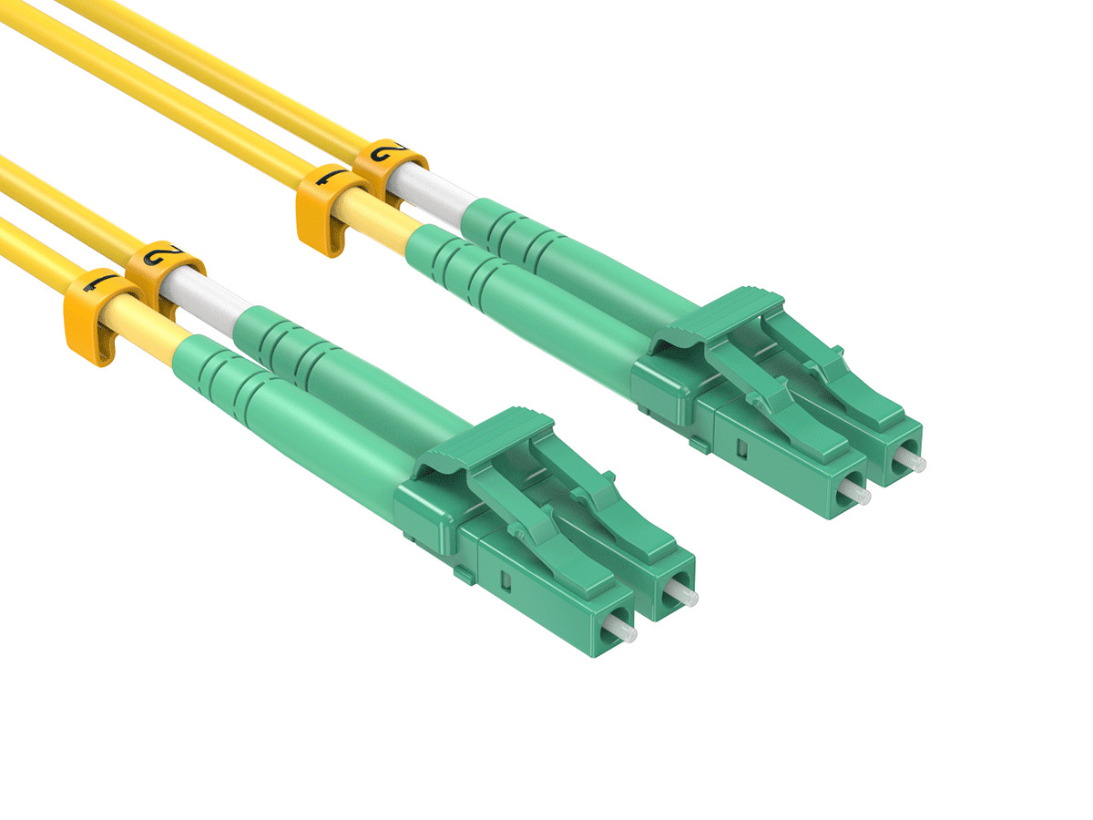 2m OS2 LC to LC APC Duplex Corning Fiber Optic Cable SingleMode 9/125 LSZH/OF...