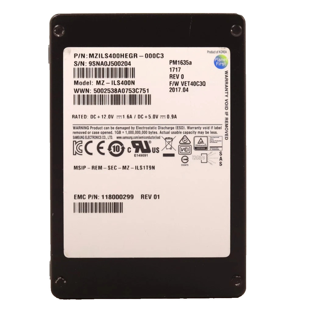 Samsung PM1635a 400GB 12G SAS 2.5" Enterprise MU SSD MZ-ILS400N MZILS400HEGR-000