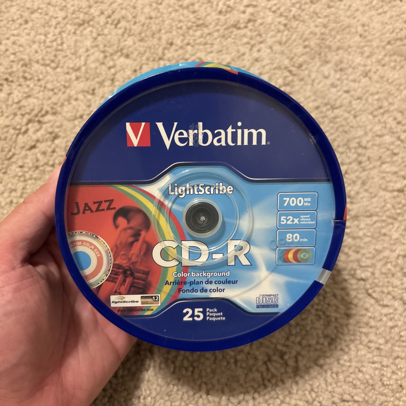 Verbatim LightScribe CD-R Color Background 25 Pack 52x 700MB 80 Min Disc Sealed