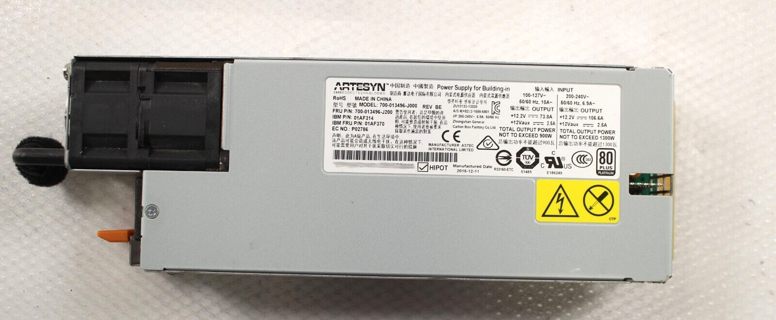 IBM 700-013496-J200 01AF314 01AF370 1300W Power Supply for Flashsystem 900