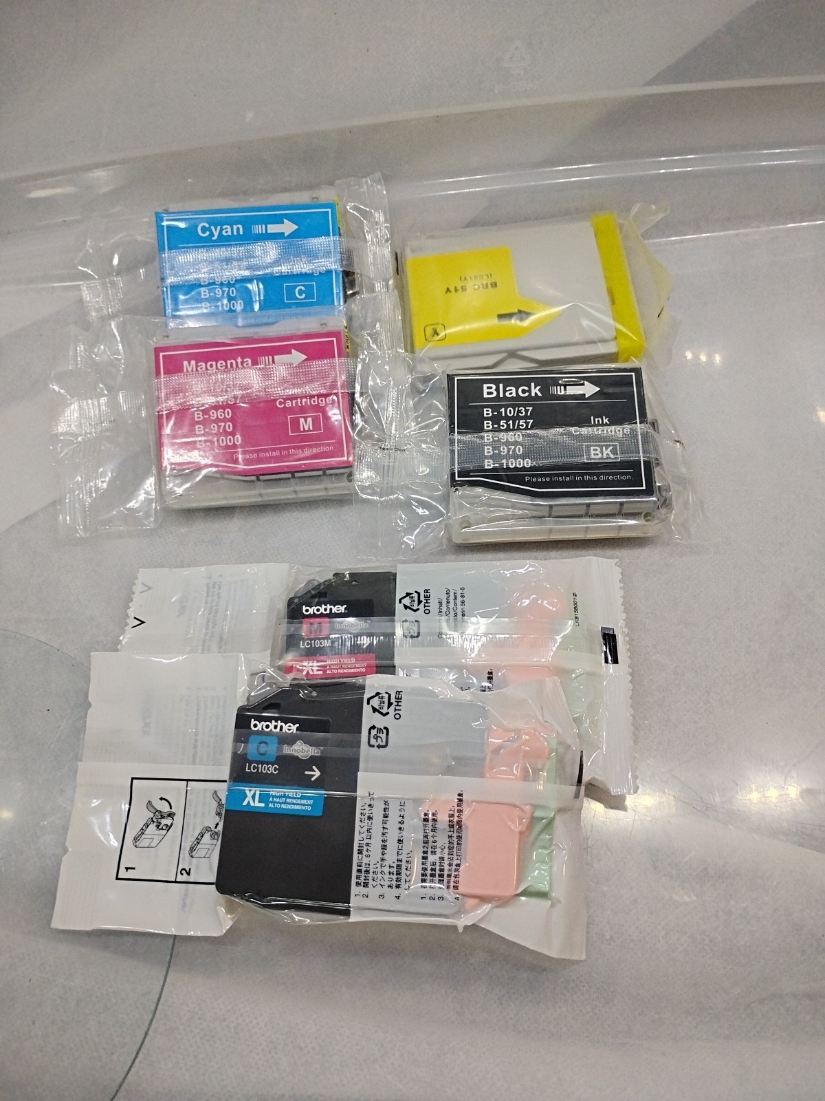 LOT OF 6 New Brother LC51BK, LC103Y, LC103M LC103C XL  High Yield Ink Cartridges