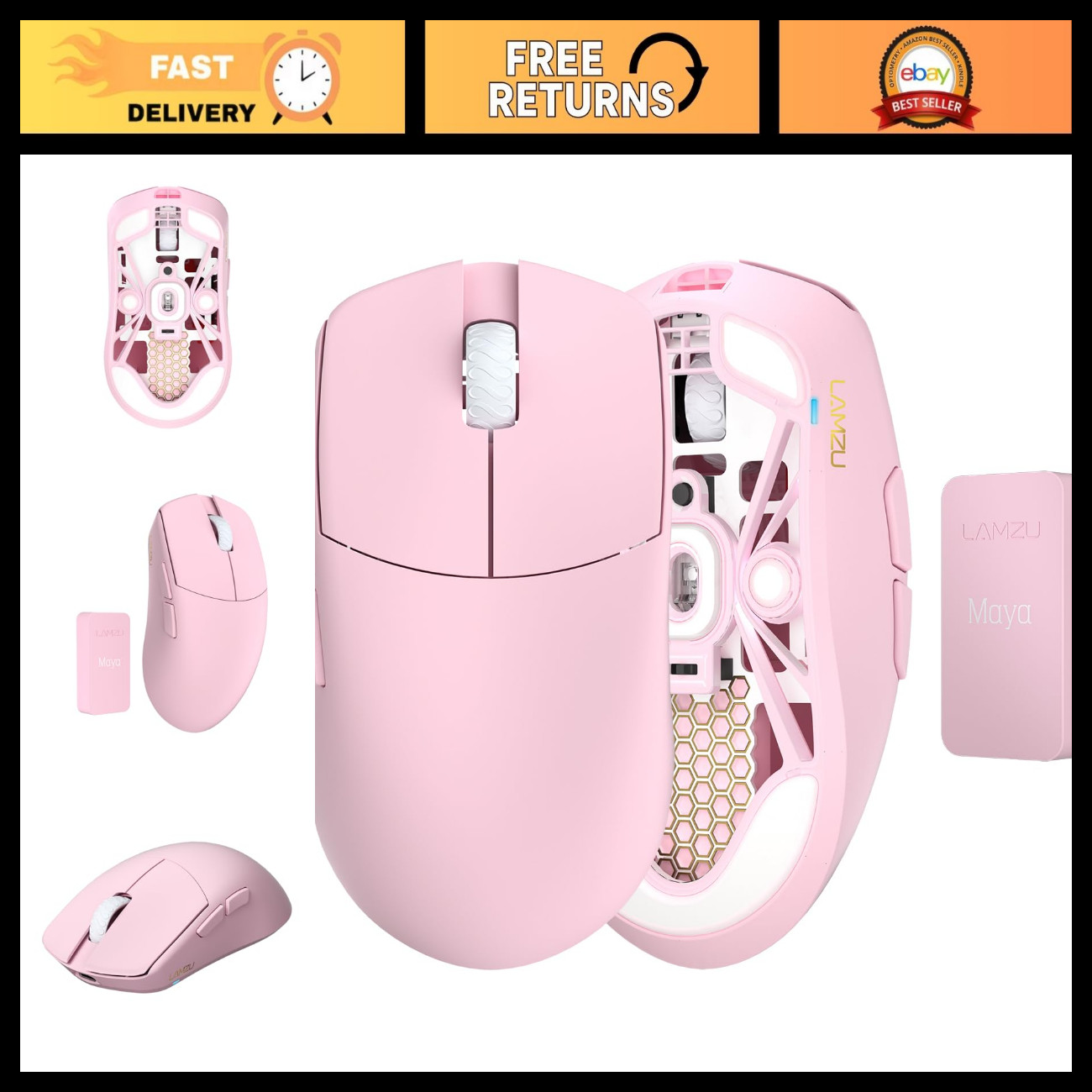 Ultra-Lightweight Wireless Gaming Mouse 45g, Optical Switch, 8K, Small Hands - L