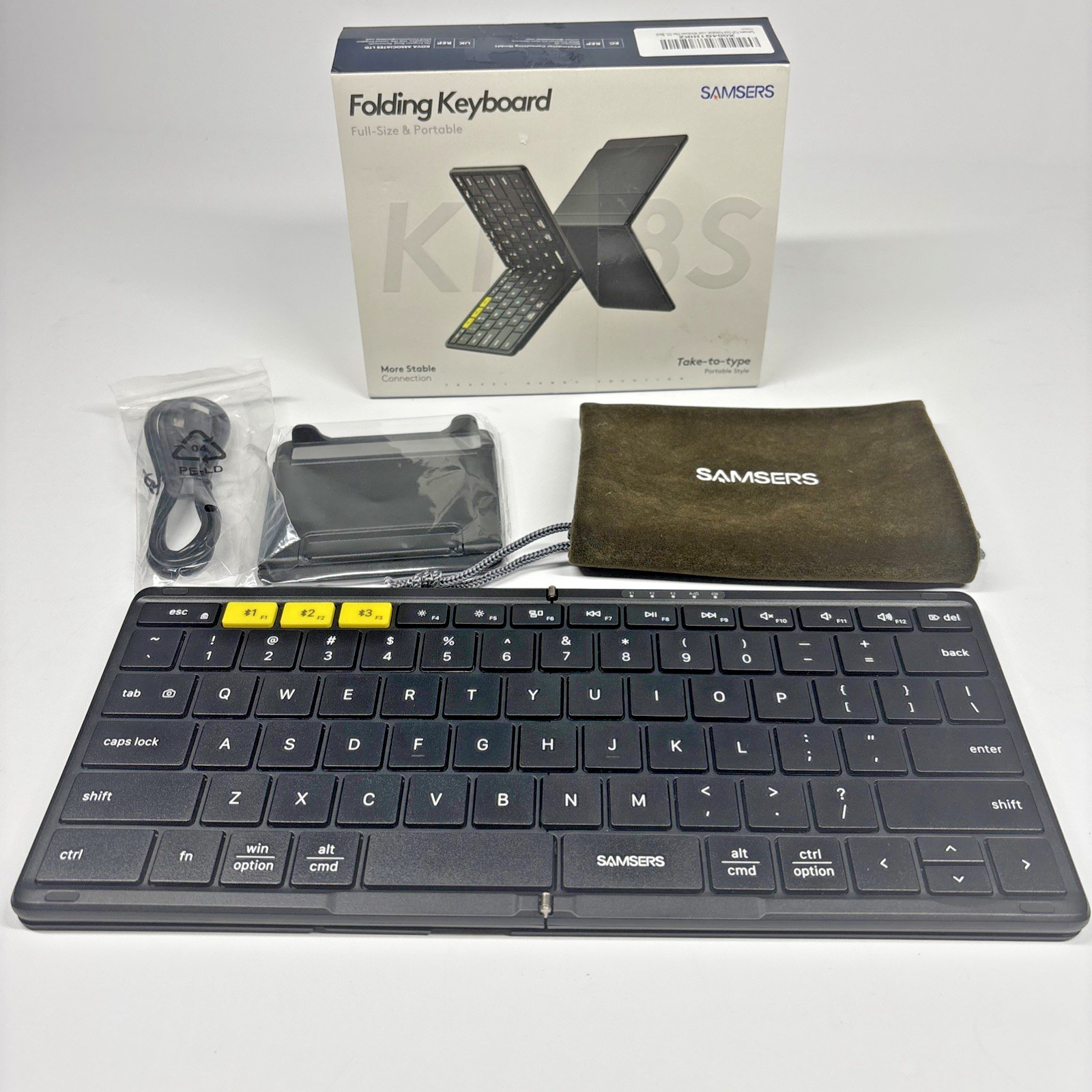 Samsers Full-Size Foldable Bluetooth Keyboard  with PU Leather Cover / KF08S
