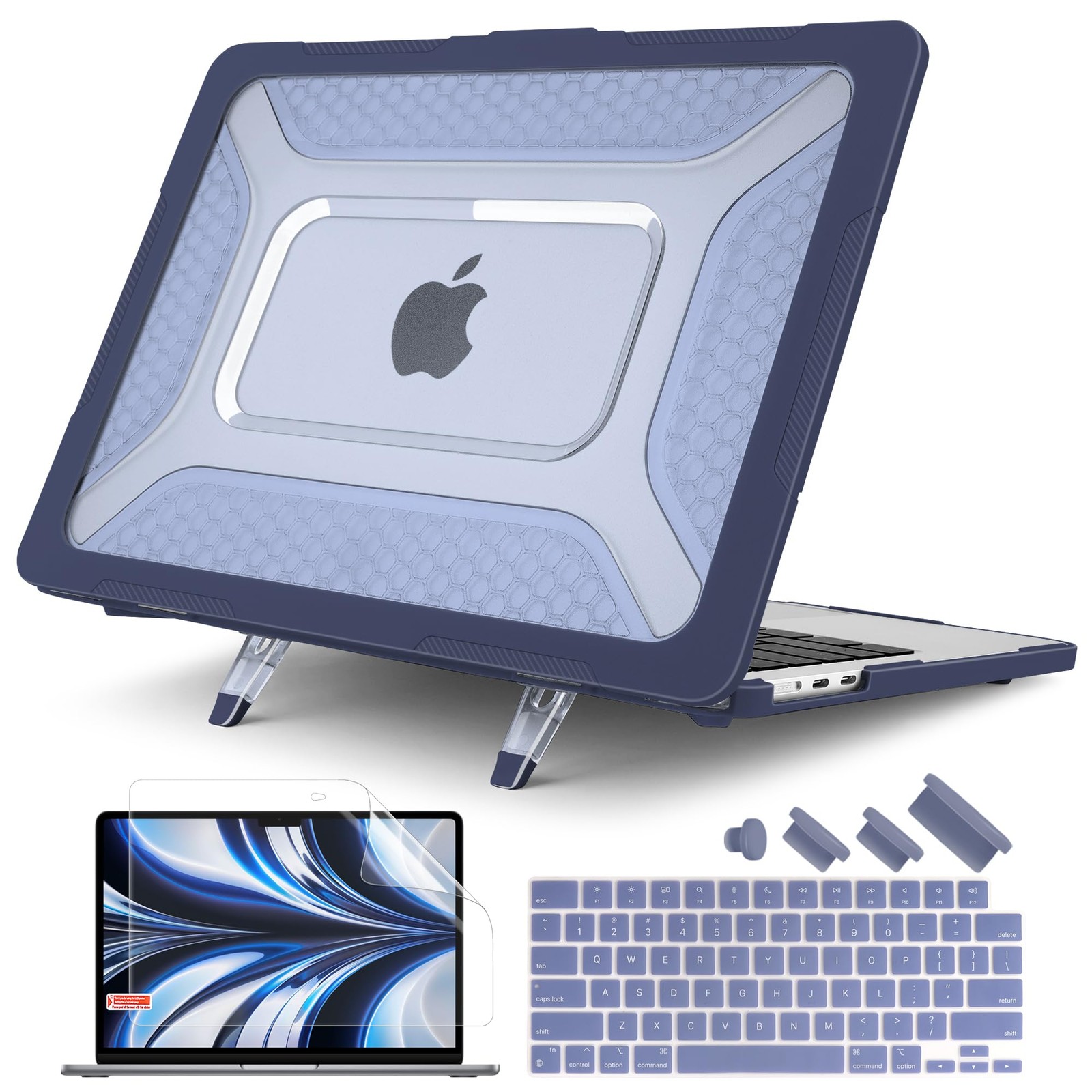 Batianda HexArmor Case for MacBook Air 15 Inch 2023-2026, Navy X-Navy Blue