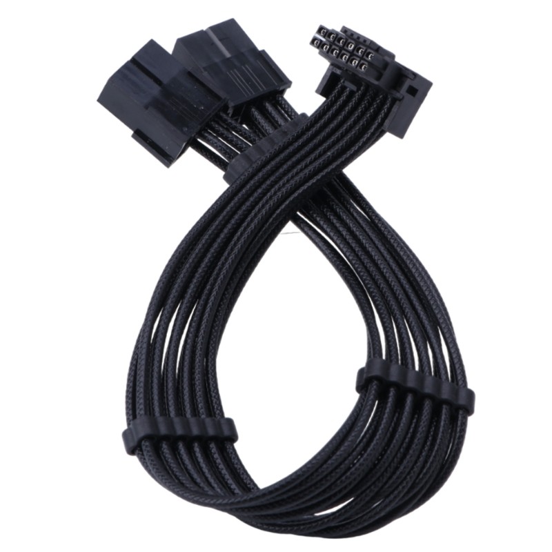 16AWG 12VHPWR PCIE 5.0 2x8pin to16Pin (12+4P) Male 90° Power Extension 30CM