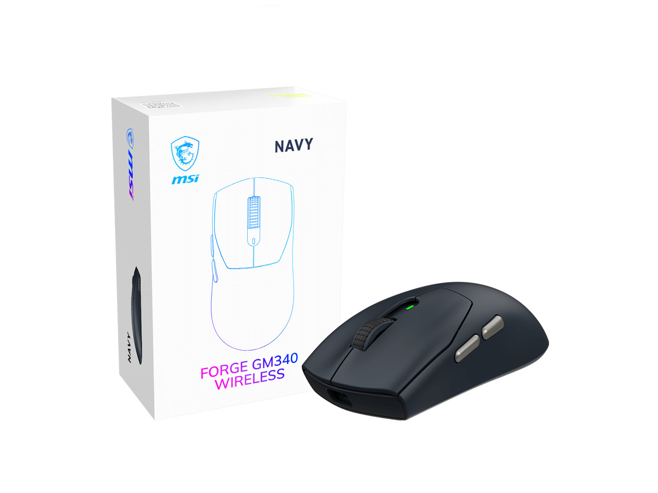 MSI FORGE GM340 Wireless Gaming Mouse – Navy, PixArt PAW3311 12K DPI, Tri-Mode
