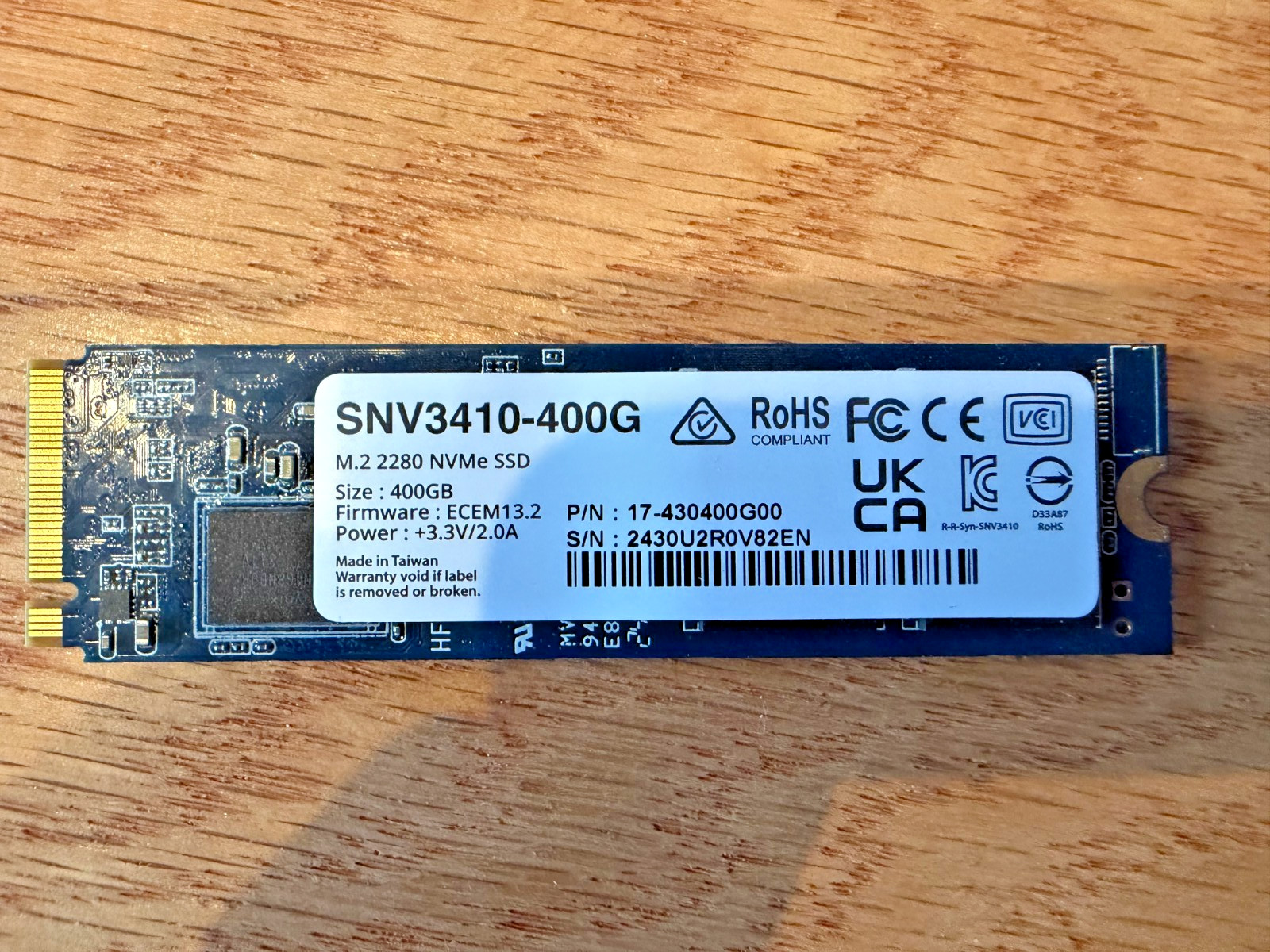 Synology SNV3410-400G 400GB M.2 2280 NVMe PCIe Internal SSD