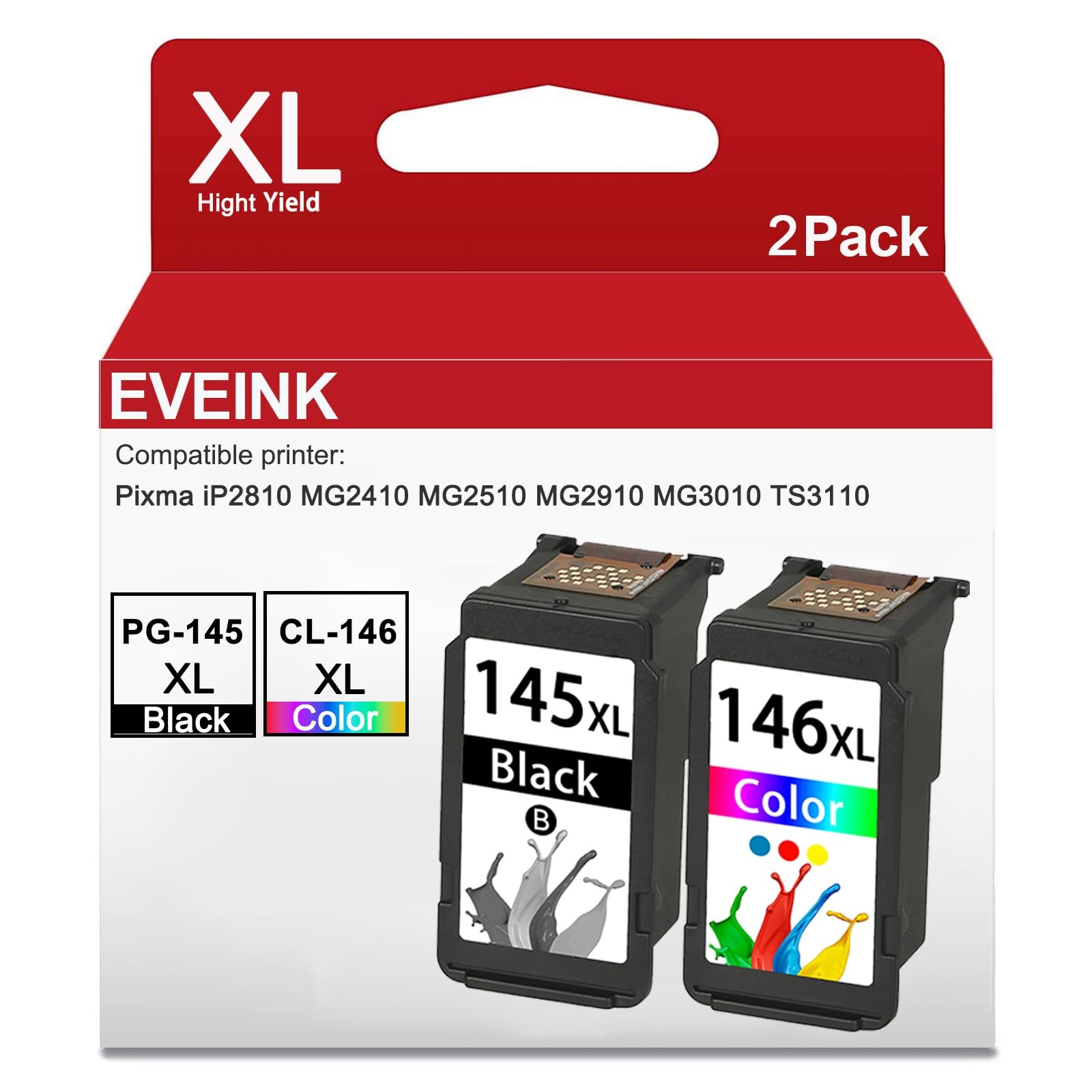 High Yield 145XL 146XL Ink Cartridges Replacement for Canon PG-145XL CL-146XL PG