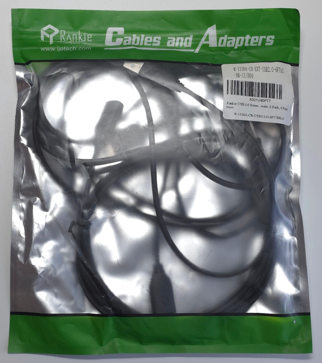 Rankie USB 2.0 Extension Cable Male to Female 6FT 2-Pack Black