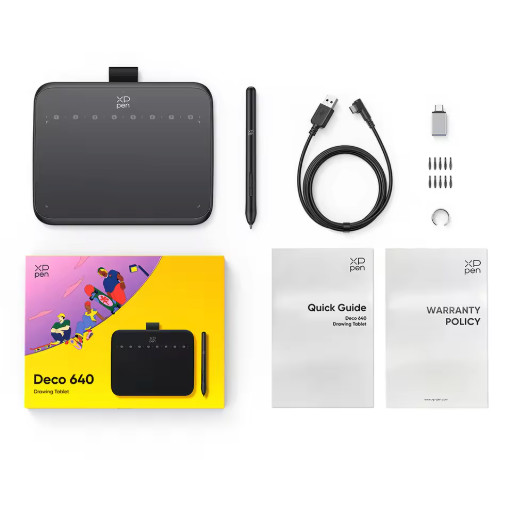 XPPen Deco 640 Graphics Tablet 16K Pressure 8 Keys 16x9cm Drawing Pad OSU PC