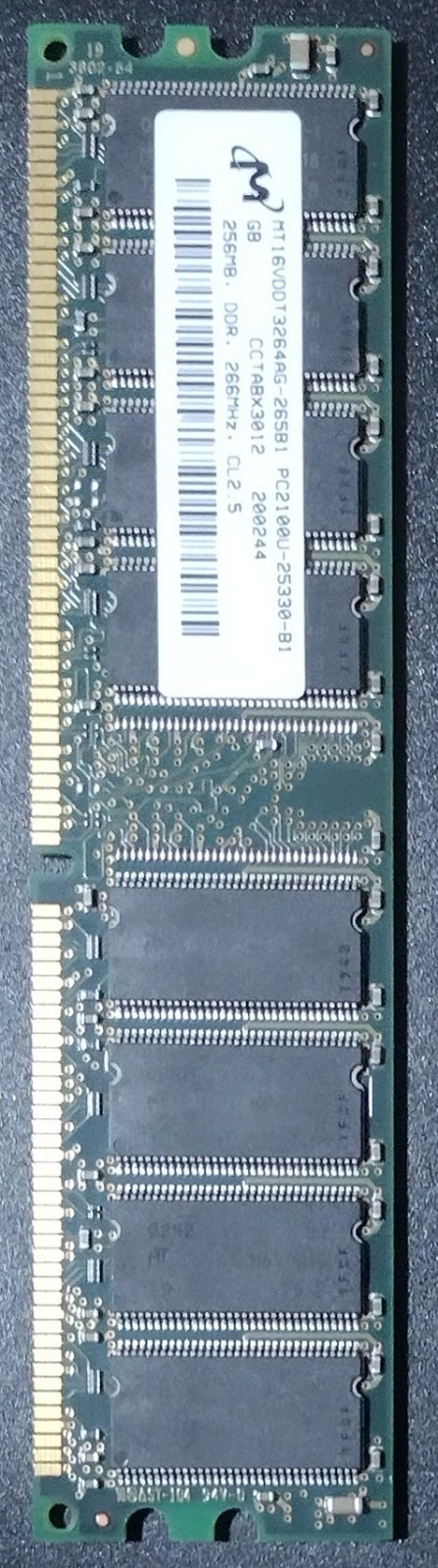 Micron 256MB DDR 266MHz MT16VDDT3264AG-265B1 PC2100U-25330-B1   PC Memory